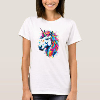 Vibrant Ink Splatter Unicorn Pop Art, Colorful T-Shirt