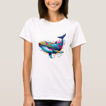 Vibrant Ink Splatter Whale Pop Art, Colorful