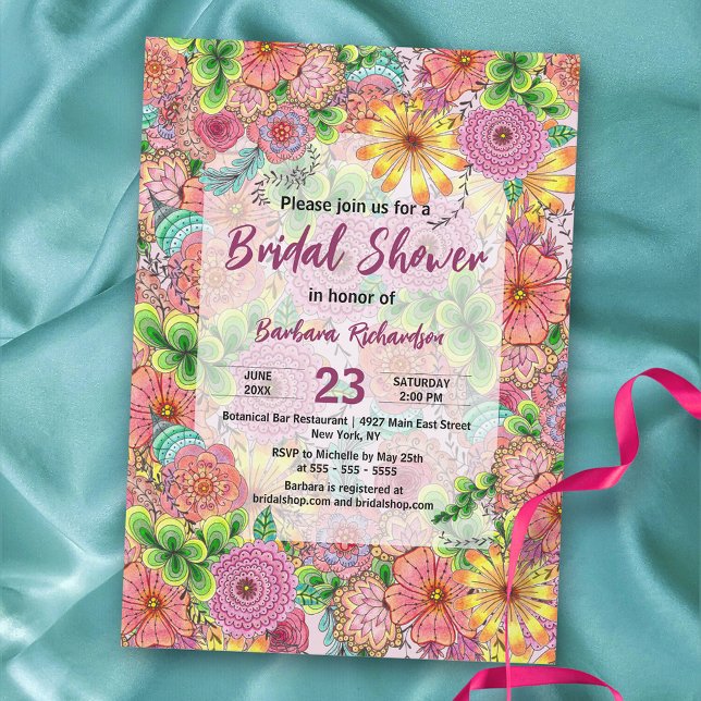Vibrant Intricate Floral Boho Bridal Shower Invitation (Creator Uploaded)