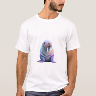 Vibrant Iridescent Cosmic Walrus Portrait Men T-Shirt