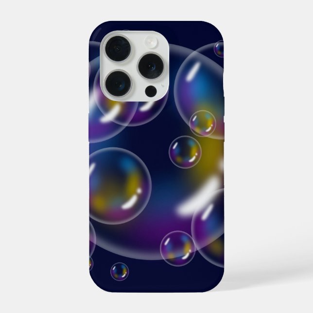 Vibrant Iridescent Soap Bubbles on Dark Blue iPhon iPhone Case (Back)