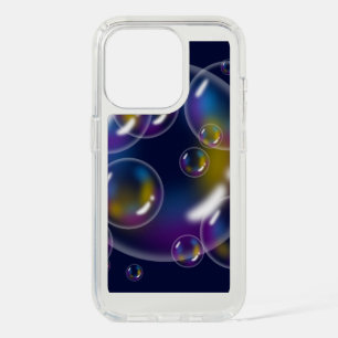 Vibrant Iridescent Soap Bubbles on Dark Blue iPhon iPhone 15 Pro Case