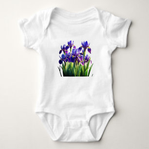 Vibrant Iris Blooms. Baby Bodysuit