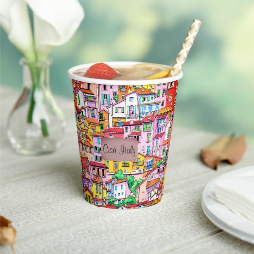 Vibrant Italian Facade Paper Cups
