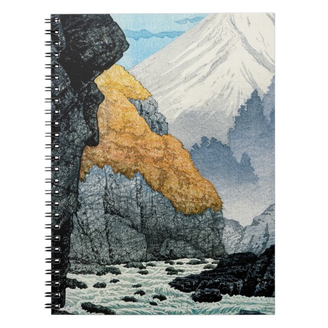 Vibrant Japanese Mountain River Print Notebook (Front)