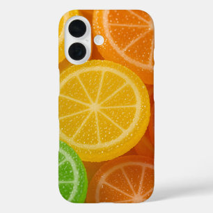 Vibrant Jelly Fruit Design with Sugar Crystal iPhone 16 Case