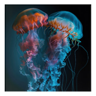 Vibrant jellyfish couple acrylic print