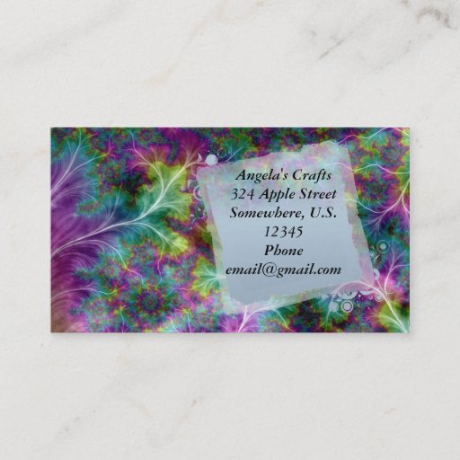 Customizable Vibrant Jewel tone Fractal Ferns Business Card
