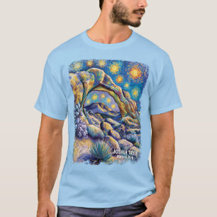 Vibrant Joshua Tree Desert Rocks Modern Van Gogh T-Shirt