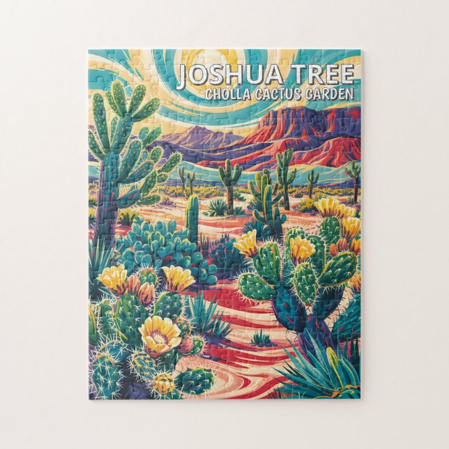 Vibrant Joshua Tree National Park Cactus Custom Jigsaw Puzzle (Vertical)