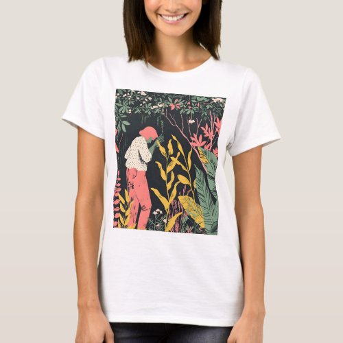 Vibrant Jungle Etching T_Shirt
