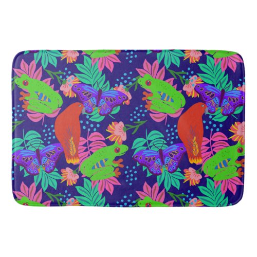Vibrant jungle pattern bath mat