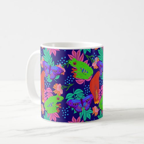 Vibrant jungle pattern coffee mug