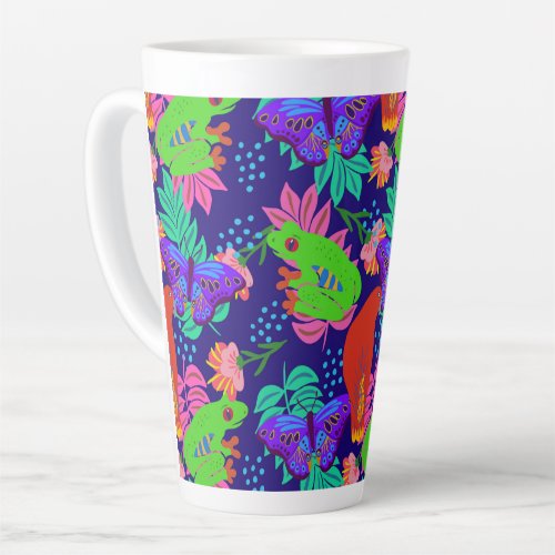 Vibrant jungle pattern latte mug