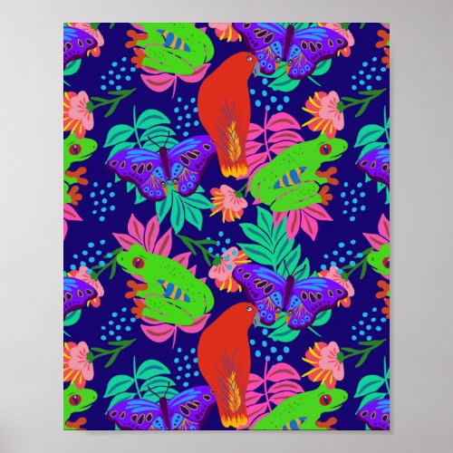 Vibrant jungle pattern poster