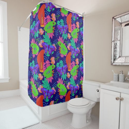 Vibrant jungle pattern shower curtain