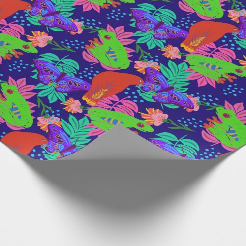 Vibrant jungle pattern wrapping paper