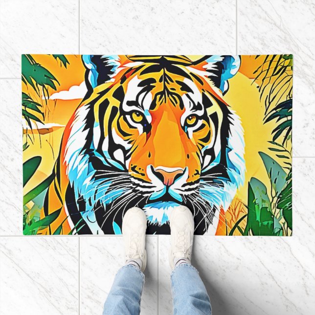 Vibrant Jungle Tiger Art Design Doormat (Indoor)
