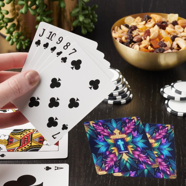 Vibrant Kaleidoscope Faith and Nature's Beauty b Poker Cards (In Situ)