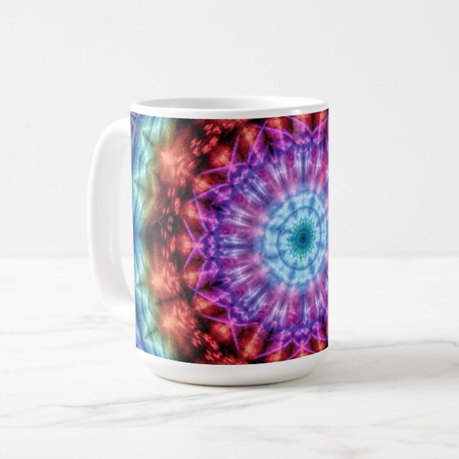 Vibrant Kaleidoscope Mandala Colorful Art Coffee Mug (Front Left)