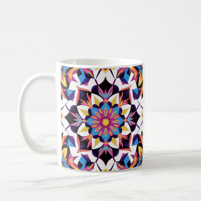 Vibrant Kaleidoscope Mandala Pattern Coffee Mug (Left)