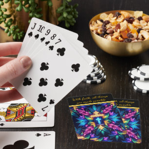 Vibrant Kaleidoscope of Faith and Nature's Beauty Poker Cards