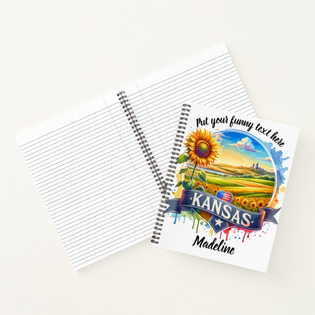 Vibrant Kansas landscape with sunflowers at sunset Notebook (Inside)