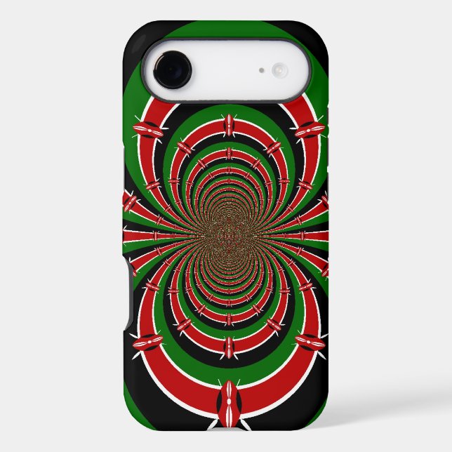 Vibrant Kenya Vision | Mirrored Kenyan Flag Abstra Case-Mate iPhone Case (Back)