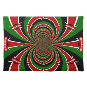 Vibrant Kenya Vision: Mirrored Kenyan Flag Art Cloth Placemat