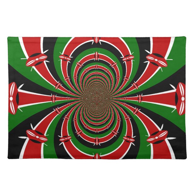 Vibrant Kenya Vision: Mirrored Kenyan Flag Art  Cloth Placemat (Front)