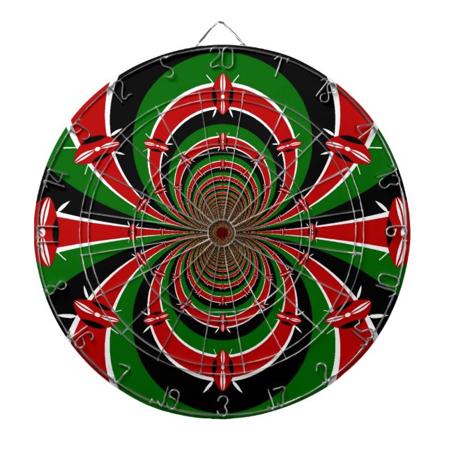 Vibrant Kenya Vision: Mirrored Kenyan Flag Art  Dart Board (Front)