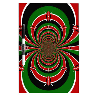 Vibrant Kenya Vision: Mirrored Kenyan Flag Art Dry Erase Board