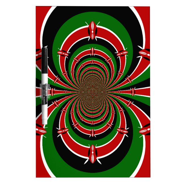 Vibrant Kenya Vision: Mirrored Kenyan Flag Art  Dry Erase Board (Front)