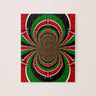 Vibrant Kenya Vision: Mirrored Kenyan Flag Art  Jigsaw Puzzle