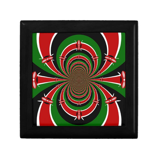 Vibrant Kenya Vision: Mirrored Kenyan Flag Art  Keepsake Box (Front)