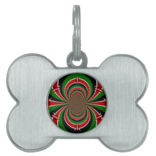 Vibrant Kenya Vision: Mirrored Kenyan Flag Art Pet Name Tag