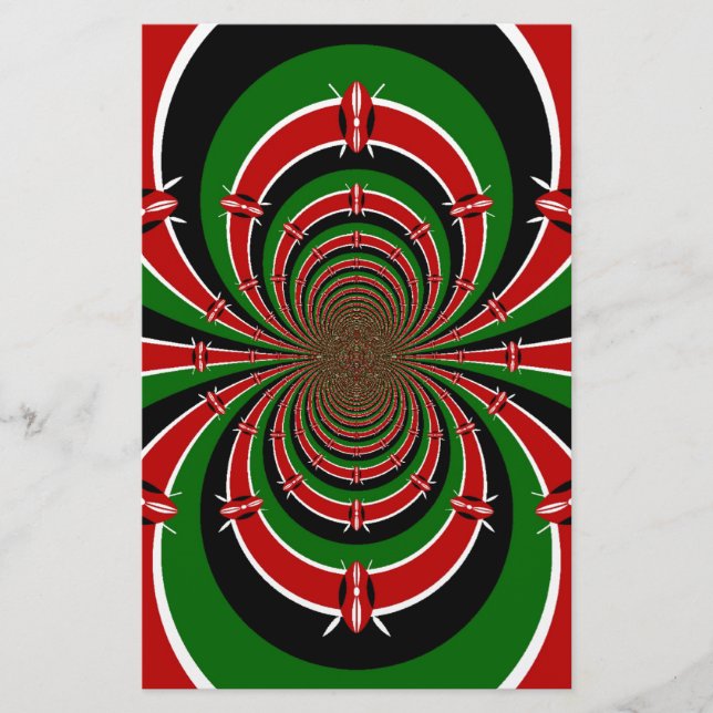 Vibrant Kenya Vision: Mirrored Kenyan Flag Art  Stationery (Front)