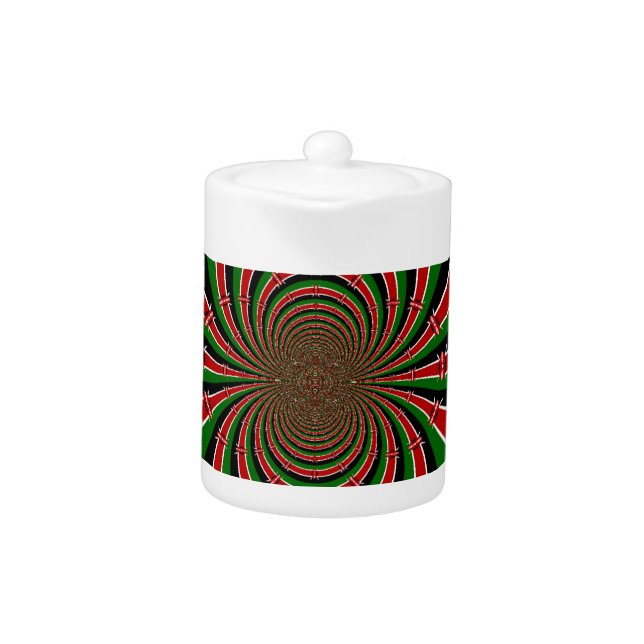Vibrant Kenya Vision: Mirrored Kenyan Flag Art  Teapot (Front)