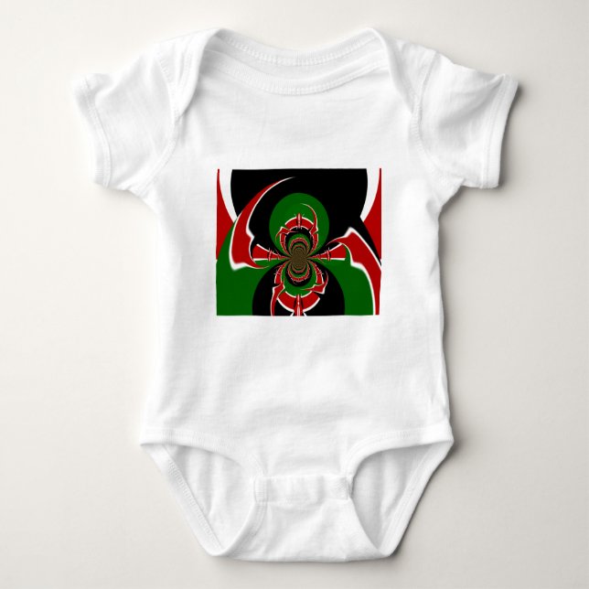 Vibrant Kenyan Flag Pattern: A Powerful Art Baby Bodysuit (Front)