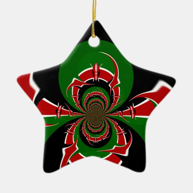 Vibrant Kenyan Flag Pattern: A Powerful Art Ceramic Ornament (Front)