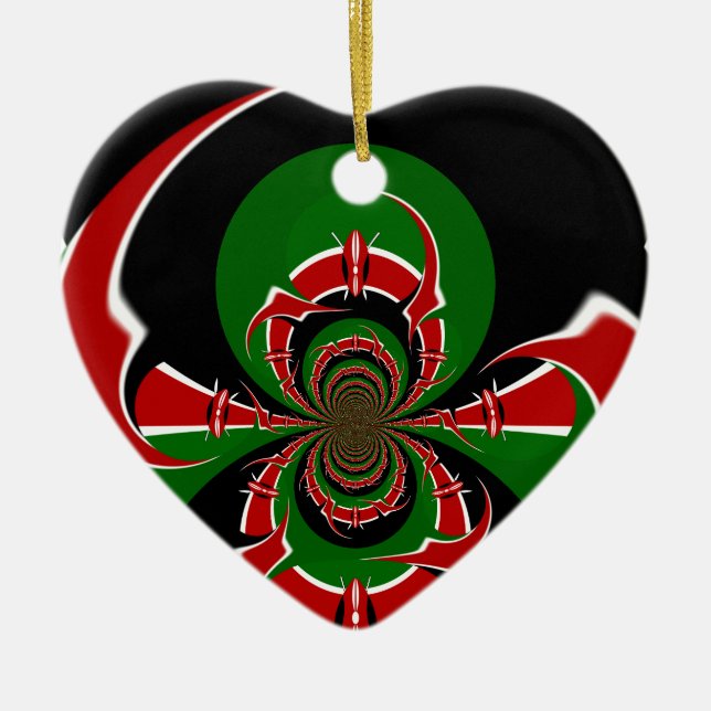 Vibrant Kenyan Flag Pattern: A Powerful Art Ceramic Ornament (Front)