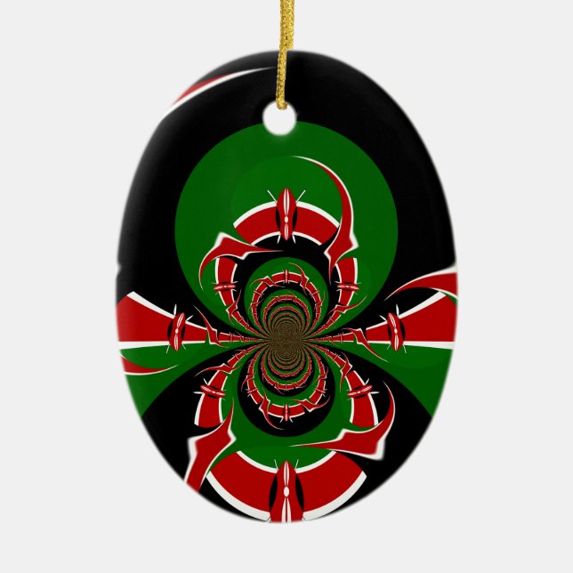 Vibrant Kenyan Flag Pattern: A Powerful Art Ceramic Ornament (Front)