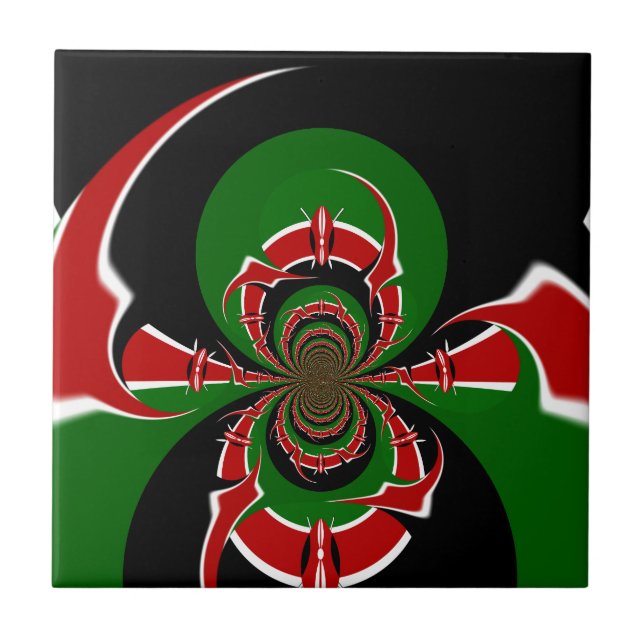 Vibrant Kenyan Flag Pattern: A Powerful Art Ceramic Tile (Front)