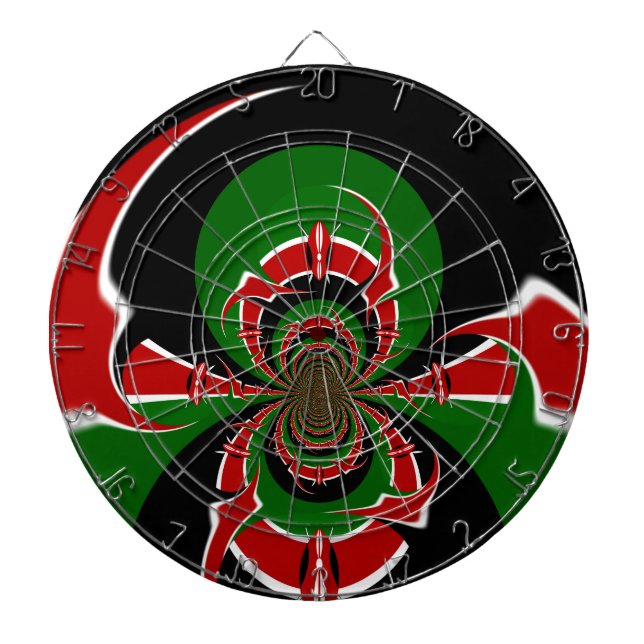 Vibrant Kenyan Flag Pattern: A Powerful Art Dart Board (Front)