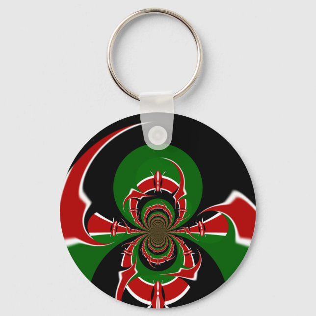 Vibrant Kenyan Flag Pattern: A Powerful Art Keychain (Front)