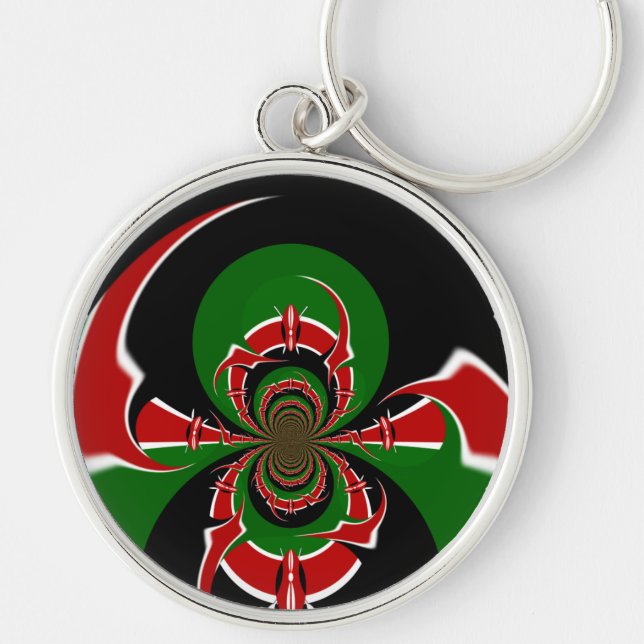 Vibrant Kenyan Flag Pattern: A Powerful Art Keychain (Front)