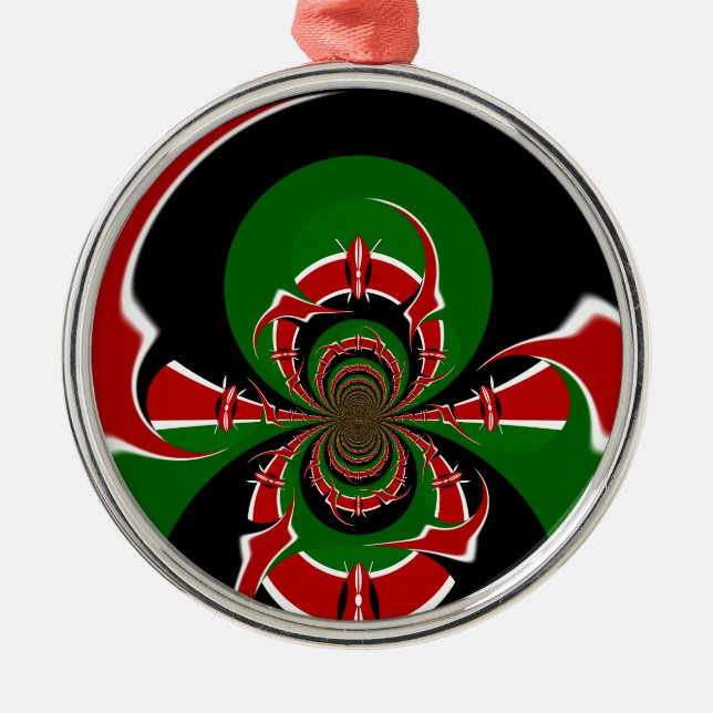 Vibrant Kenyan Flag Pattern: A Powerful Art Metal Ornament (Front)