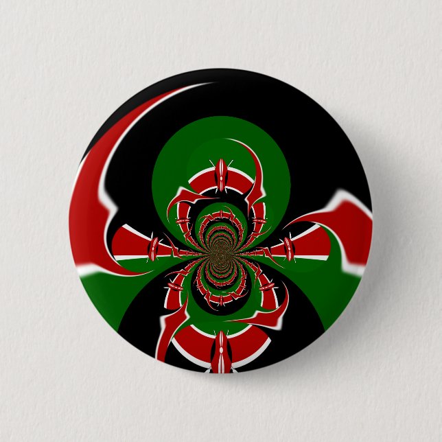 Vibrant Kenyan Flag Pattern: A Powerful Art Pinback Button (Front)