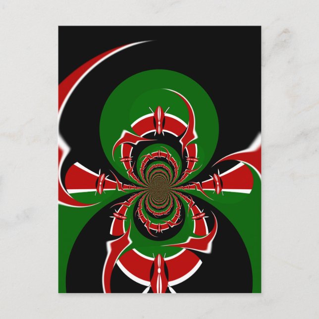 Vibrant Kenyan Flag Pattern: A Powerful Art Postcard (Front)