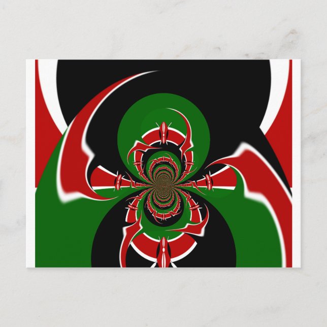 Vibrant Kenyan Flag Pattern: A Powerful Art Postcard (Front)